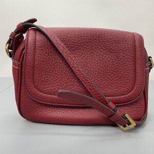 J Crew Signet Crossbody Bag Purse Flap Over Pebbled Italian Leather Red New
